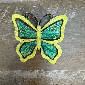 Vintage JJ Jonette Metal Enameled Butterfly Pin Brooch